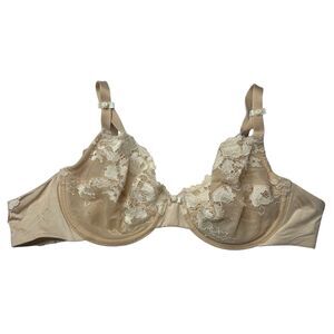 Wacoal Elegance Hidden Wire Minimizer Bra 34C 85122 
Tan & white floral lace